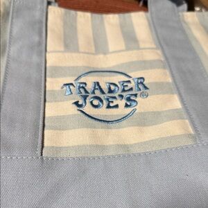 Trader Joe's Blue & Cream Striped Market Tote
